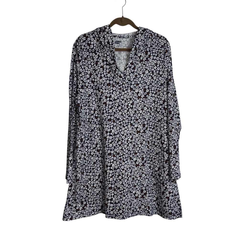 Lands' End Dress Large Blue White Rust